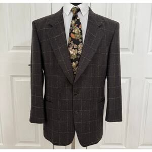 Neiman Marcus Designer Collection 100%Wool Windowpane Sportscoat Blazer 42R